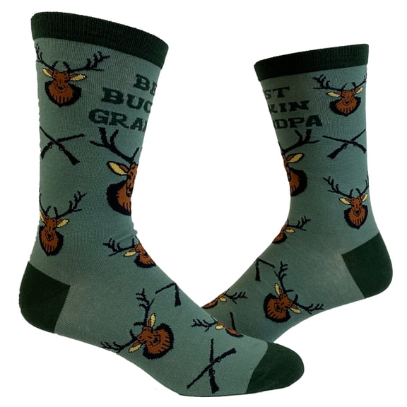 Men's Best Buckin Grandpa Socks Funny Fathers Day Deer Hunting Graphic Novelty Footwear