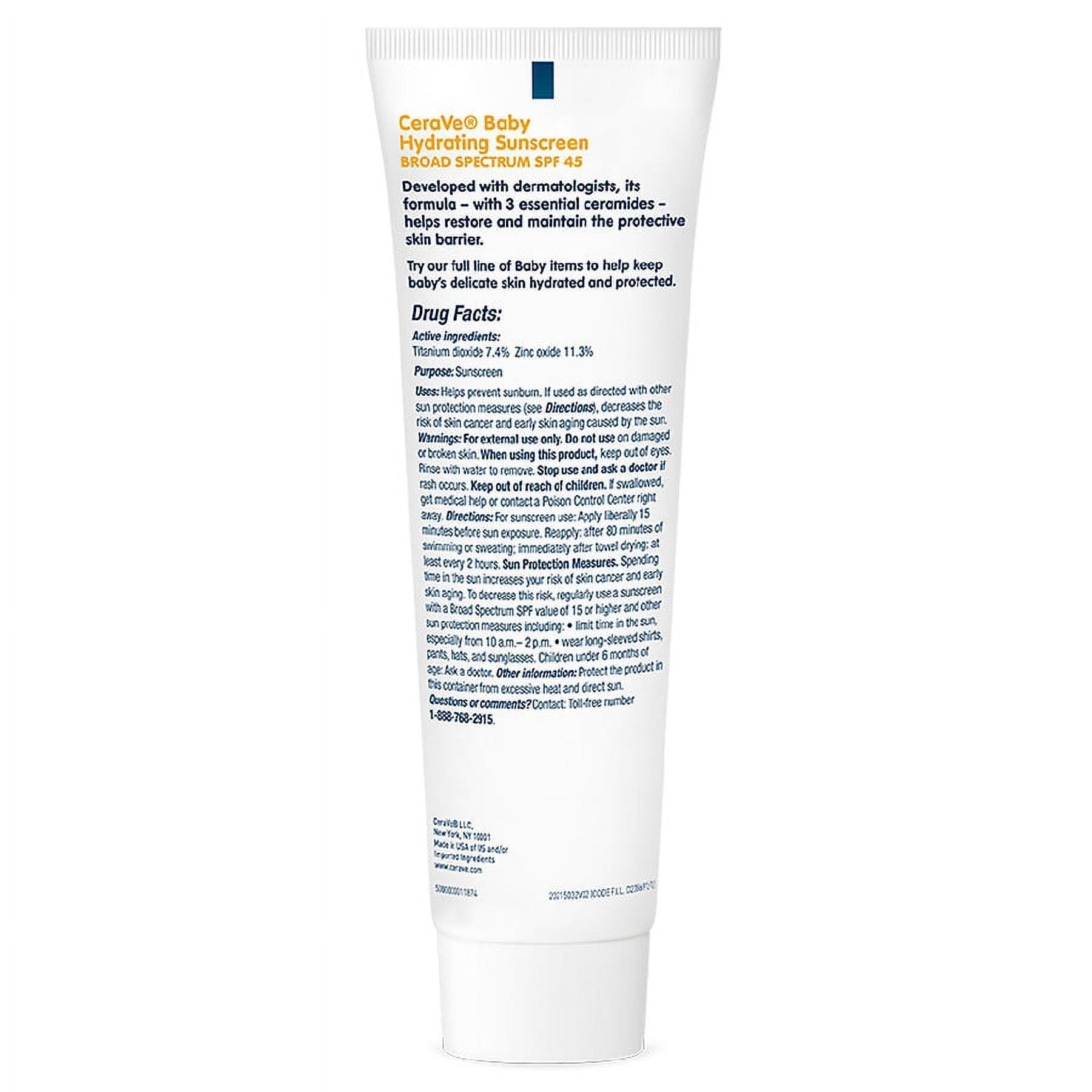 CeraVe Baby Face & Body Hydrating Mineral Sunscreen SPF 45