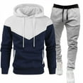 thumbnail image 2 of yuCgh Men's Fall Winter Hooded Sports Set, Two-Piece Tracksuit for Cold Weather Protection, Warm and Durable for Outdoor Sports and Casual Wear,White 3XL, 2 of 4