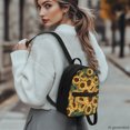 thumbnail image 3 of HELLHERO Sunflower Floral Pattern Small Backpack with Front Pocket Water-Resistant Mini Backpack for Work, Polyester Womens Purse Backpack for Travel, 3 of 8