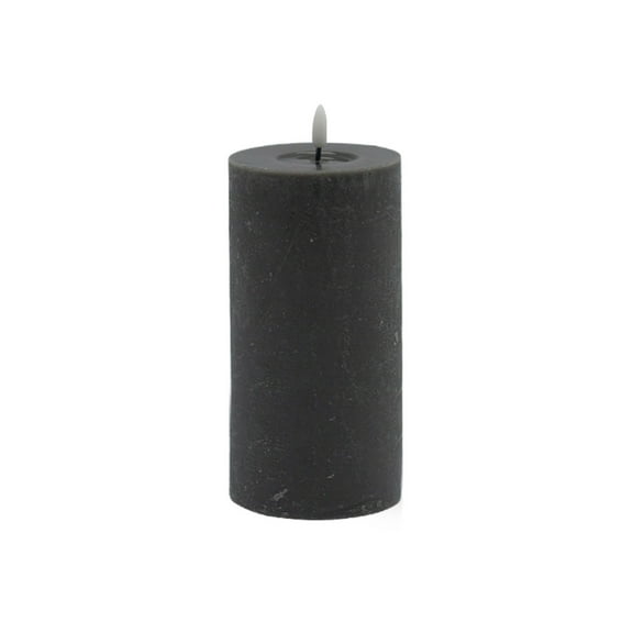 BIDK Home Battery Operated 3D Flame Large LED Pillar Candles - 8" - Gray