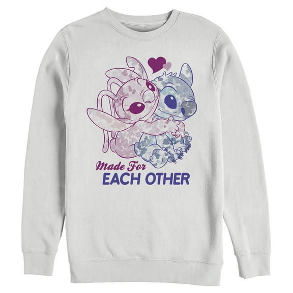 Men's Lilo & Stitch Made for Each Other  Sweatshirt White 2X Large