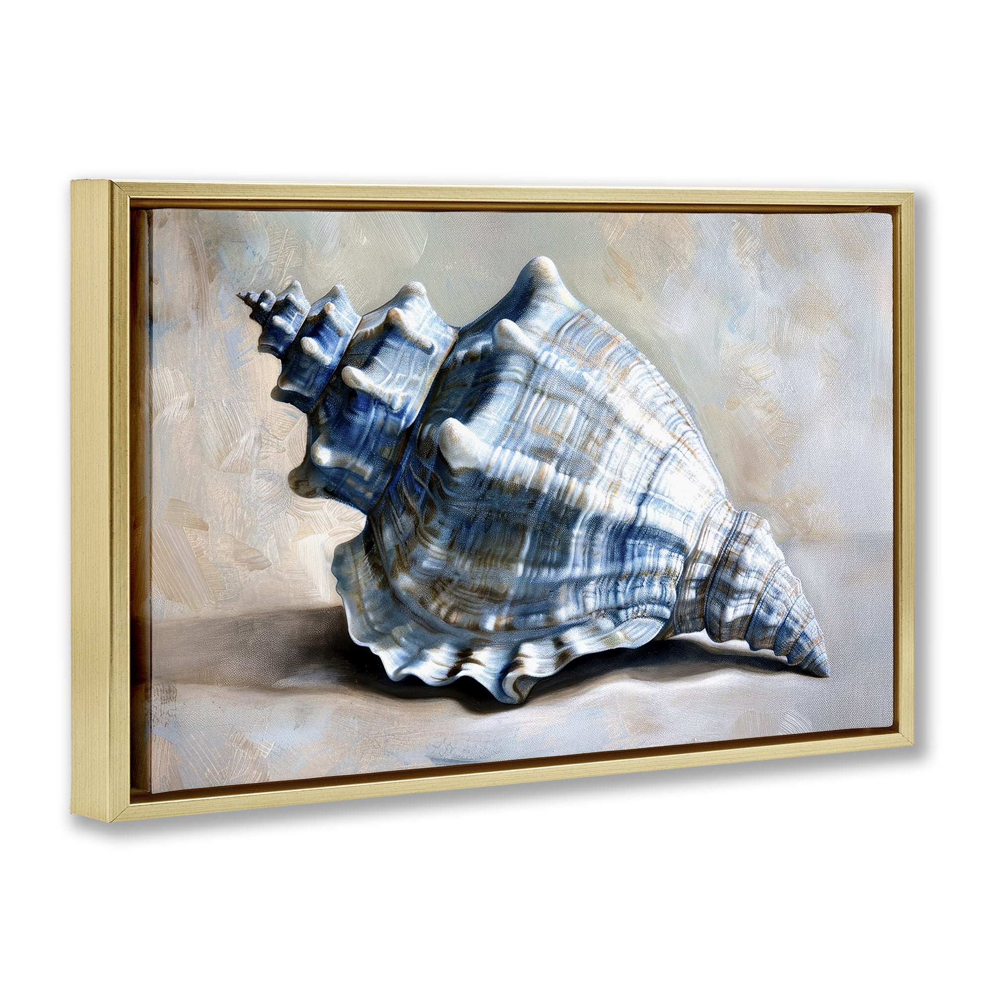 Stupell Industries Classic Ocean Conch Animals Painting Gold Floater Framed Canvas Art Print Wall Art, 25 x 17
