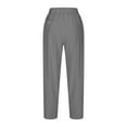 thumbnail image 5 of Cotton Linen Pants for Women Casual Loose High Waisted Wide Leg Pants with Pockets Lightweight Drawstring Comfy Lounge Pants, 5 of 6