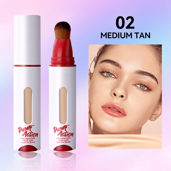 24H Oil-Control Liquid Foundation - Waterproof & Sweat-Resistant for All-Day Matte Wear, Pump Action with Applicator Brush, Lightweight Full Coverage