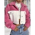 thumbnail image 5 of Womens Fuzzy Fleece Jacket Button Down Coats Casual Winter Warm Outwear with Pockets Pink S, 5 of 9