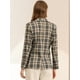 thumbnail image 5 of Blazers para mujer Chaqueta tipo blazer a cuadros con solapa con muesca Boyfriend Marrón negro M, 5 of 6