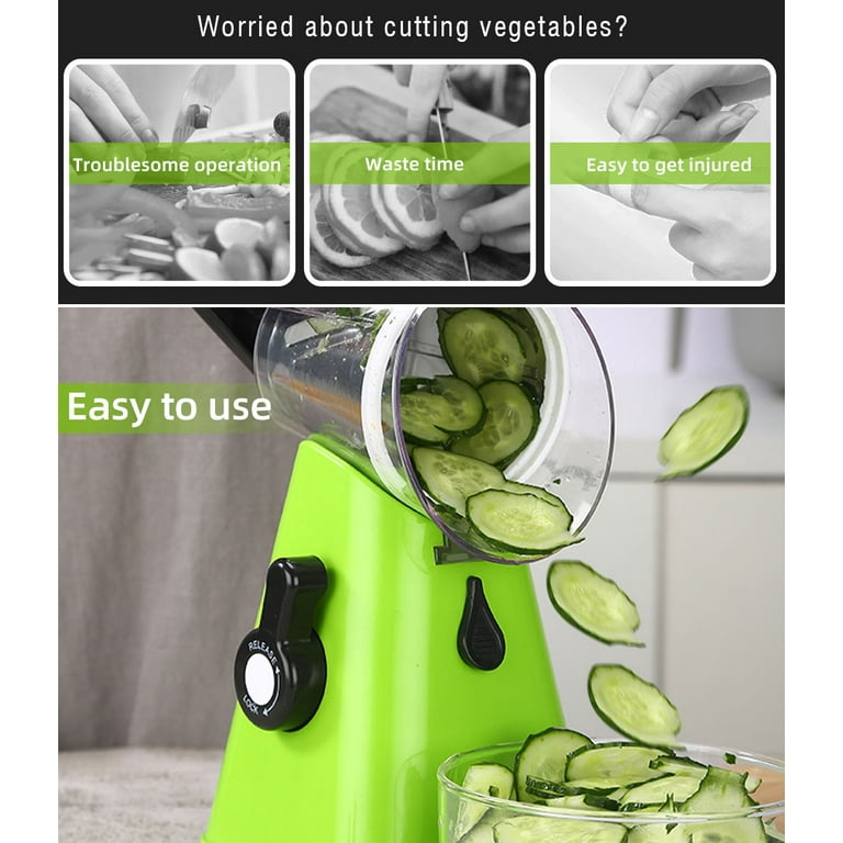 Manual Rotary Cheese Grater Large,Stainless Steel Drum Vegetable Slicer for Kitchen with 3 Interchangeable Food Shredder for Vegatables, Nuts