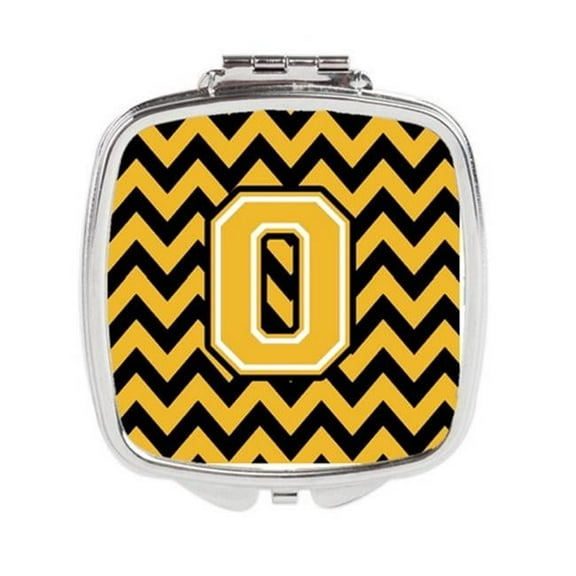 Carolines Treasures Letter O Chevron Black & Gold Compact Mirror - 3 x 0.3 x 2.75 in.