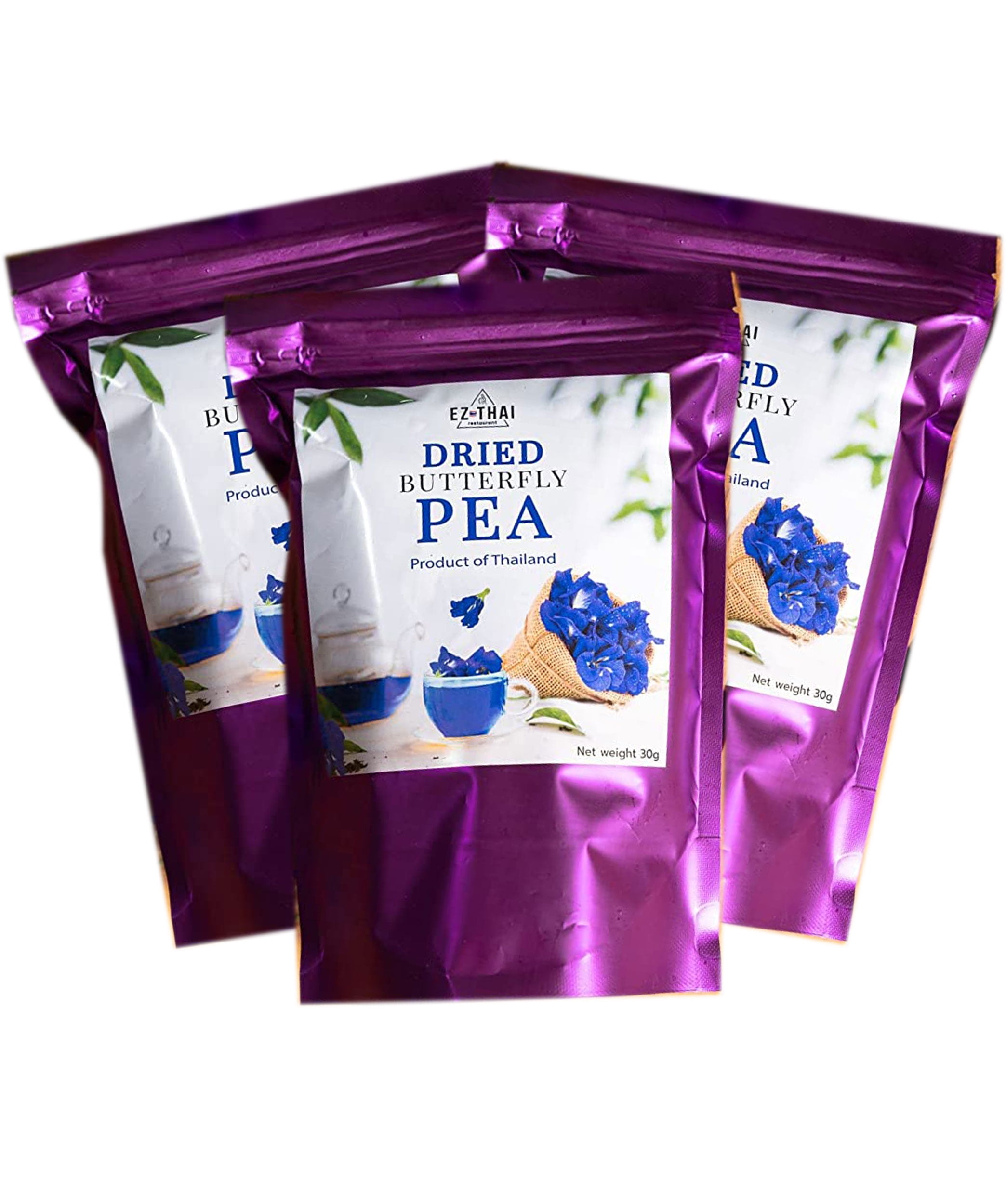 Set of 3 Packs 1.76oz (50grams) Pure Dried Butterfly Blue Pea Flower