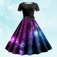 thumbnail image 3 of Vestido Floral de Manga Corta para las Mujeres Floral Impresión Cuello Redondo de Rodilla Vestido Casual, Vestido Corto para las Mujeres Casual Primavera Verano, 3 of 3