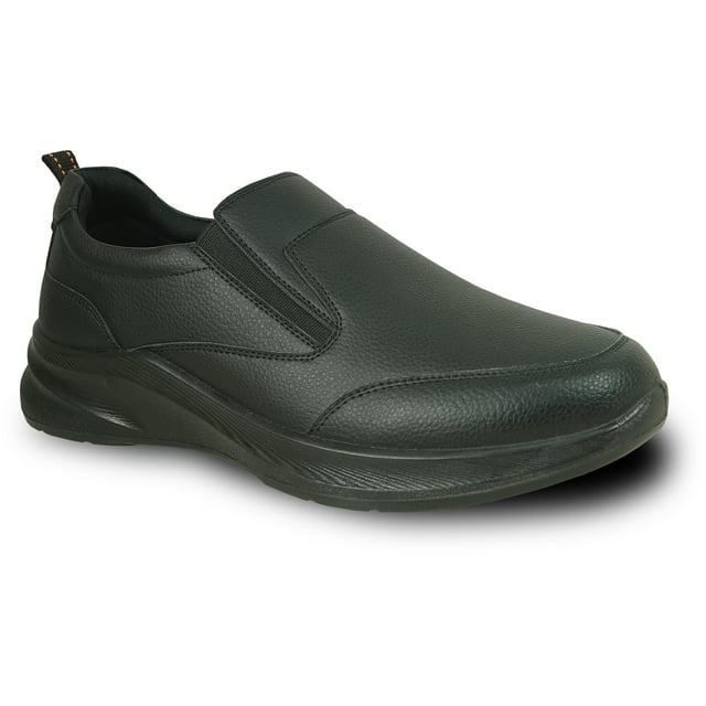 vangelo Professional Slip Resistant Men Slip On Work Shoe for Food Service Health Care Nurse JIMMY-3 Black