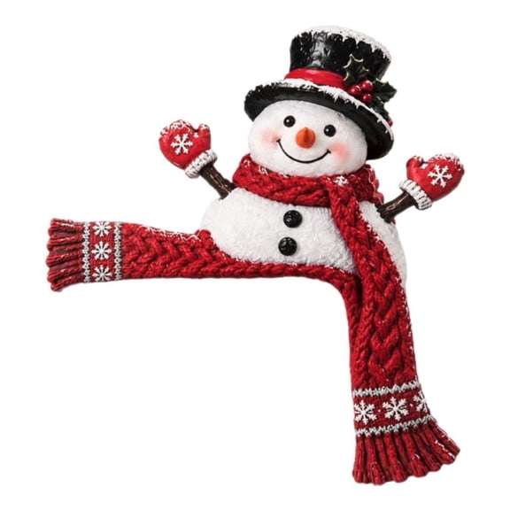 Wooden Door Corner Decoration, 7.87-Inch Right-Angle Door Frame Ornament for Wall, Window, Shelf, Entryway and Seasonal Home Decor, Snowman