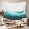 thumbnail image 2 of Teal Ombre Tapestry for Bedroom Wall Hanging Tapestry, Summer Minimalist Ocean Waves Ceiling Backdrop Tapestries Poster Blanket Wall Decor for Teens Room Living Room Dorm 39" x 59", 2 of 8