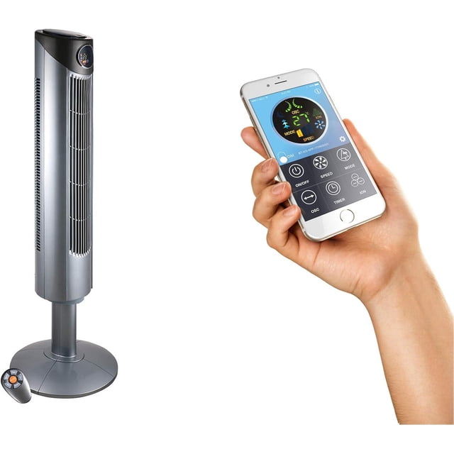 Birtman Ventilador de Torre Ionizador con Aplicación Bluetooth y Control Remoto BT-42i plateado