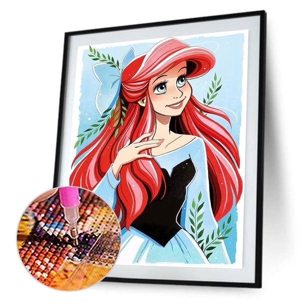 Cuadros Decorativos Disney Princess Ariel DIY Diamante Pintura Taladro Redondo Completo 30x40cm (sz1991) Ehuebsd embutido en tela
