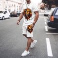 thumbnail image 3 of Nueva camiseta de manga corta + pantalón corto con estampado 3D de grafiti de animales para hombre de verano, traje deportivo informal, 3 of 5
