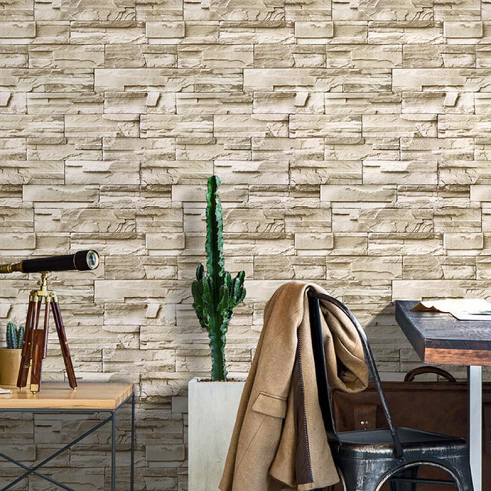 3D Wall paper Brick Stone Pattern Waterproof Self Adhesive Wall Stick 1M Hot US 