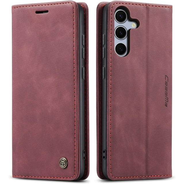 Funda para Samsung Galaxy S25, diseño clásico de cuero tipo billetera, cierre magnético, función atril, ranura para tarjetas, protección a prueba de golpes para Samsung Galaxy S25