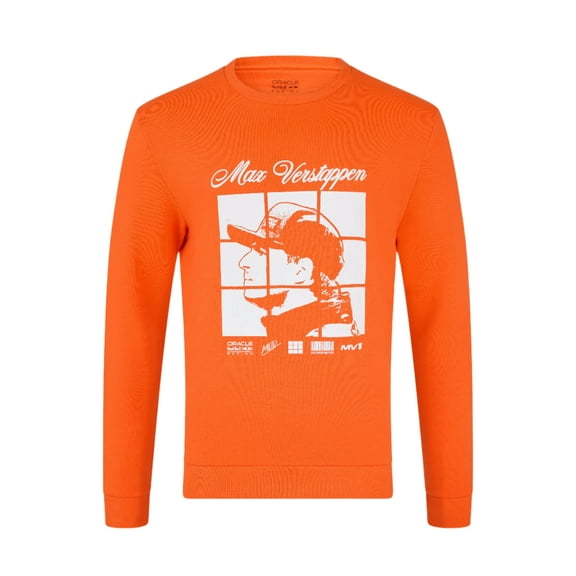 Red Bull Racing F1 Max Verstappen Puzzle Crew Sweatshirt - Exotic Orange