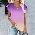 thumbnail image 2 of Kaemgyyd Womens Summer Tops Gradient Short Sleeve T Shirts Cute Cutout Trendy Dressy Casual V Neck Loose Fit Blouse, 2 of 6