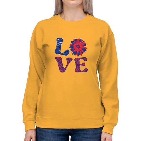 4Th Of July Flower Art Sweatshirt Women -Image by Shutterstock, Female 5X-Large