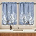 thumbnail image 3 of Christmas Kitchen Curtains Valances 3 Piece Set,Merry Xmas Pine Trees Snowy Forest Deer Snowflakes Rod Pocket Farmhouse Cafe Curtain Over Sink Window for Holiday Winter Decor 36 Inch, 3 of 7