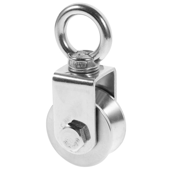 Système de Poulie Robuste avec Roue en Acier Inoxydable 201 pour Usage Domestique Couleur Argent Rotation 360° Type V