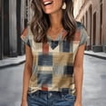 thumbnail image 2 of Bibifish Womens Tee Tops Color Block Print Soft Slim Fit V Neck Short-Sleeve Tee Tops Comfortable Summer Daily Business Casual Work Chic Wear, 2 of 4