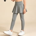 thumbnail image 7 of Girls' Skirted Leggings Active Workout Skorts with Attached Full Length Pants Elastic Waist Tennis Dance Gymnastics Athletic Stretch Tights Casual School Play, 7 of 7