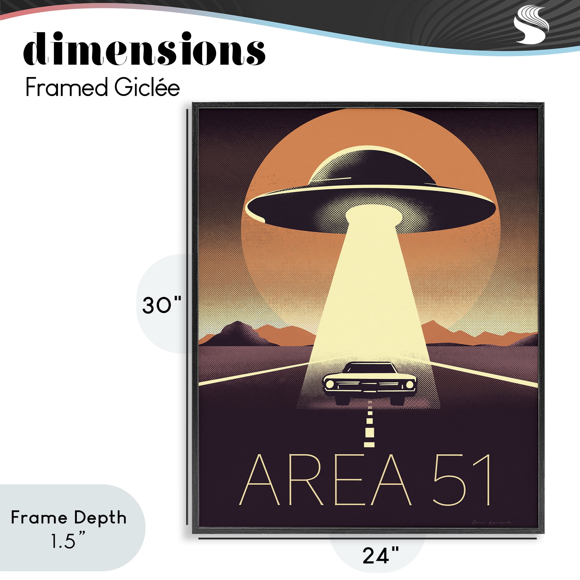 Stupell Industries Abduction On The Road Black Framed Giclee Art, design by Omar Escalante
