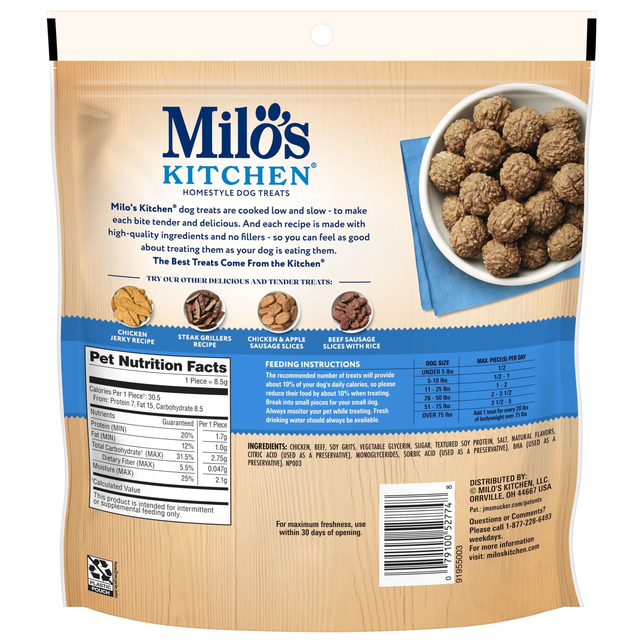 Milo’s Kitchen Chicken Meatballs Dog Treats, 10 oz Bag