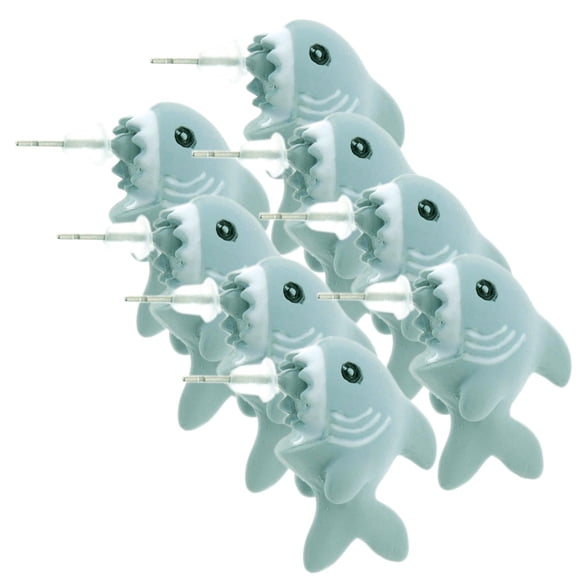 Aretes prácticos VentDepot EarringShark01 4Pzas Tiburón Tuerca Verde silicona