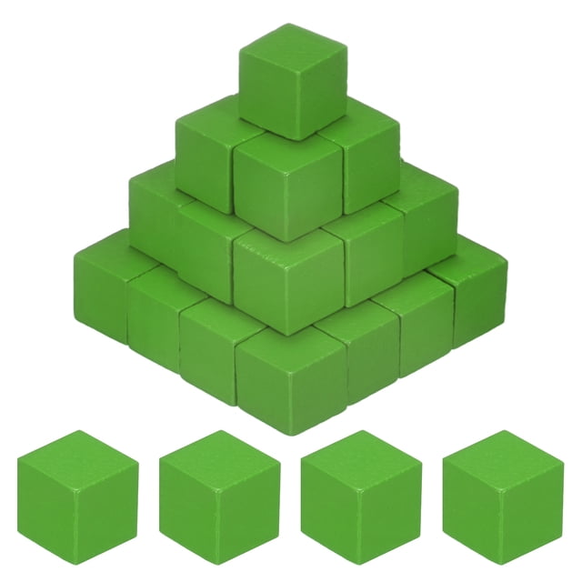 Uxcell Paquete de 50 Cubos de Madera DIY, Bloques de Madera Natural de 1.5cm de Lado en Colores, Verde