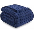 thumbnail image 6 of Super Soft Twin Blanket Navy Premium Silky Flannel Fleece 3D Waffle Checkered Lightweight Bed Blanket All Season Use (Dark Navy, Twin(60"x80")), 6 of 6