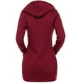 thumbnail image 2 of Notus Women’s Cozy Long Fleece Tunic Zip-Up Hoodie Sweatshirt with Pockets Casual Hoodie Jacket Wine L, 2 of 3
