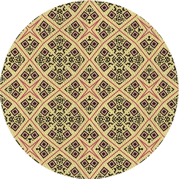 Ahgly Company Indoor Round Patterned Sepia Brown Area Rugs, 7' Round