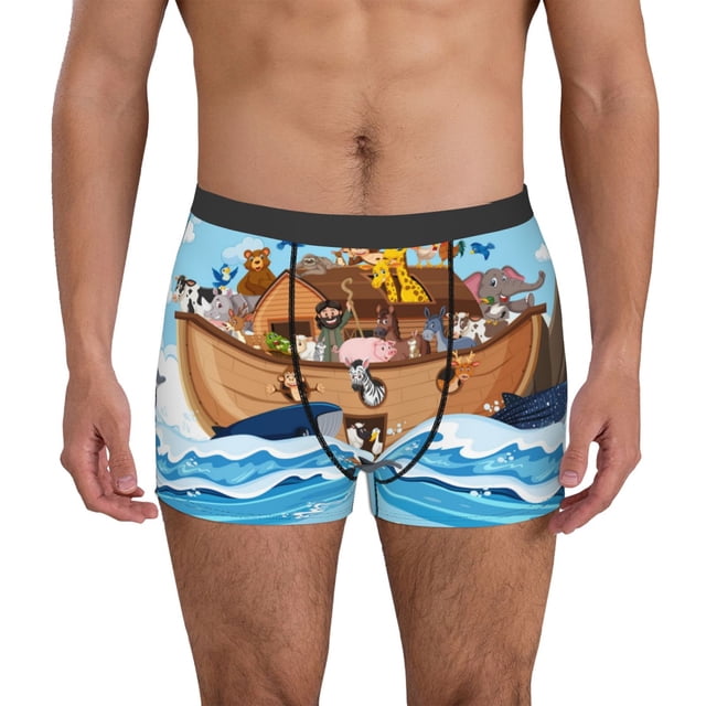 Fotbe Animals on Noah's Ark Floating Calzoncillos Tipo Boxer con Bolsa de Soporte Total para Hombre, X-Temp Fresco, Transpirable y de Secado Rápido-X-Large