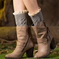 thumbnail image 4 of Calentadores de piernas de encaje a la moda para mujer, rodilleras cálidas, tejido alto de invierno, puños de ganchillo sólidos, calcetines largos, botas, cubierta de espinillera,, 4 of 5