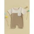thumbnail image 2 of Bagilaanoe Newborn Baby Girl Boys Summer Jumpsuit Contrast Color Short Sleeve Bodysuit 3M 6M 12M 18M Infant Casual One Piece Romper, 2 of 8