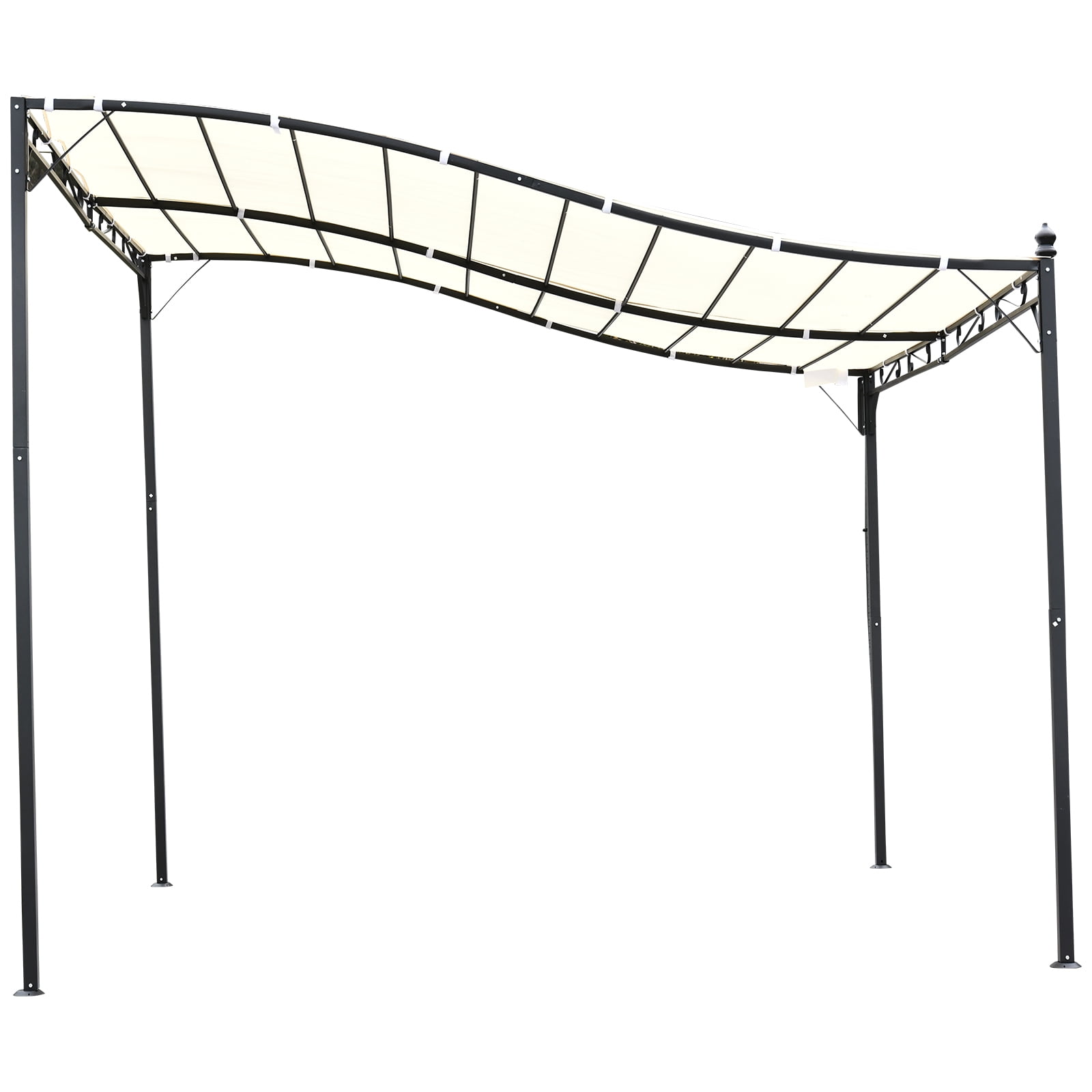 Outsunny 10' x 10' Outdoor Pergola Gazebo, Canopy w/ Drain Holes, Cream