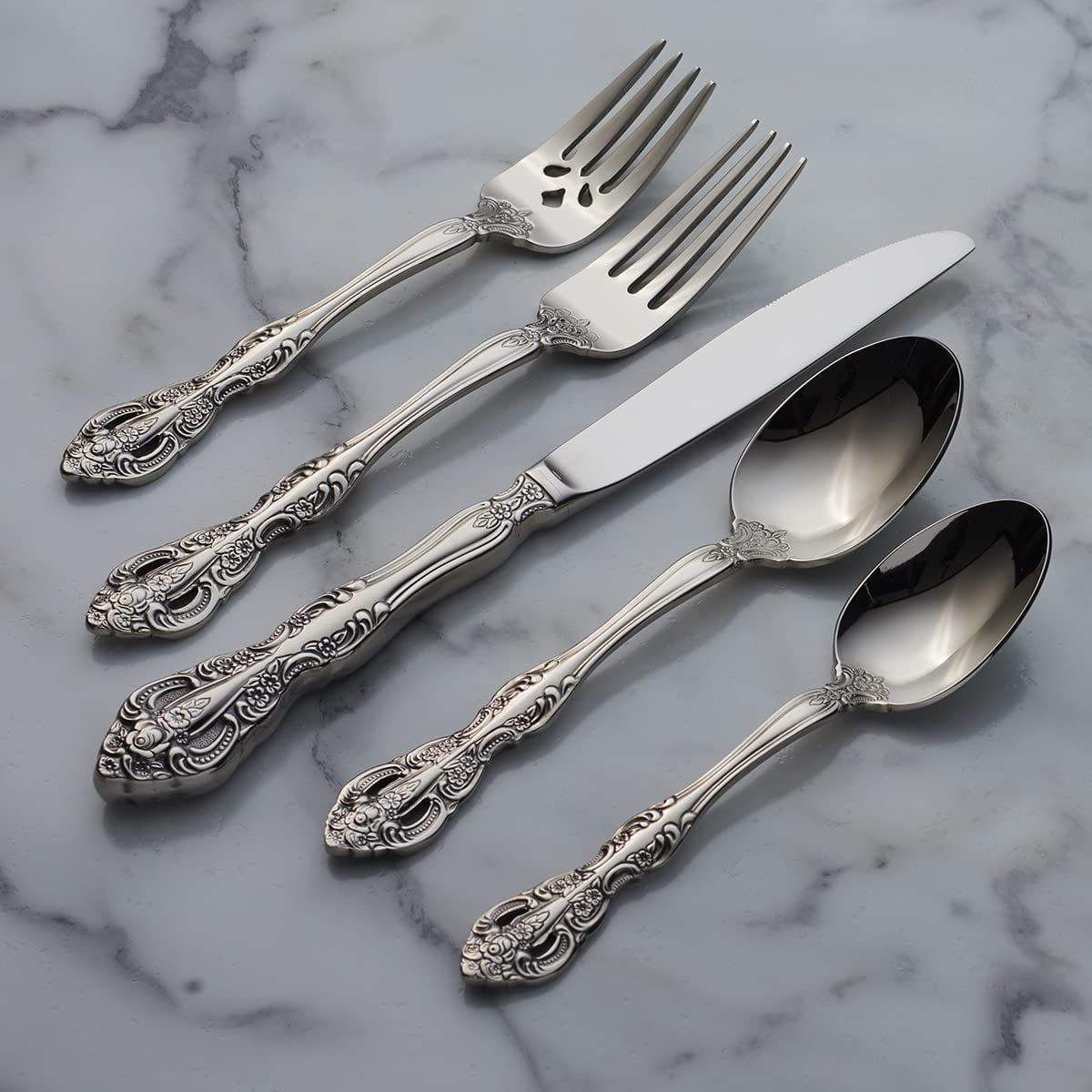Vintage Looking Silverware Set (5-piece set) *Dishwasher Safe
