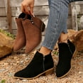 thumbnail image 2 of Hinvhai Ankle Booties for Women Comfy Suede Pointed Toe Western Boots Chunky Low Heel Slouchy Short Boot with Side Zipper Black 6.5(38), 2 of 9