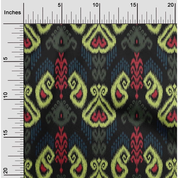 oneOone Polyester Lycra Fabric Swirl & Paisley Ikat Printed Fabric 1 Yard 56 Inch Wide