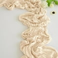 thumbnail image 4 of Crepe Table Runner, Balinese Gauze Pleated Tablecloth for Wedding Party Decorations, Solid Color Table Cover for Home Dining Events(Khaki), 4 of 6