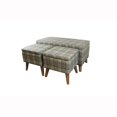 thumbnail image 1 of ORE International Banc de Rangement de 18 Po de Hauteur avec 2 Poufs, Plaid Gris, 1 of 2