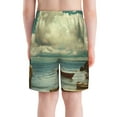 thumbnail image 3 of Cauagu Serene Coastal Blue Sky Print Swim Trunks for Men,Youth Boys Swim Shorts Compression Liner Beach Shorts Boys' Swimming Shorts 7-20 Years Bathing Suit-X-Large, 3 of 7