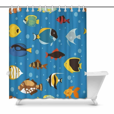 Pop Tropical Ocean Sea Fish Shower Curtain Bathroom Decor Set Pop Tropical Ocean Sea Fish Shower