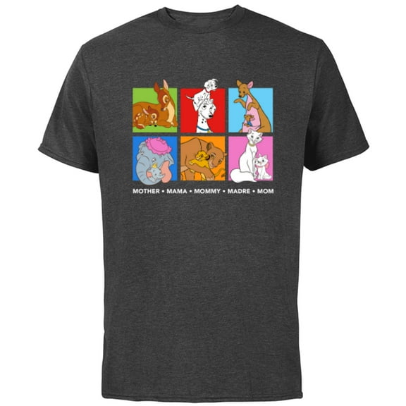 Disney Characters Colorful Mother's Day - Short Sleeve Cotton T-Shirt for Adults - Customized-Charcoal