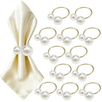 Gold Pearl Decorative, 12 pcs Napkin Rings, Elegant Holders for Wedding Party Formal & Casual Dining Table Decor
